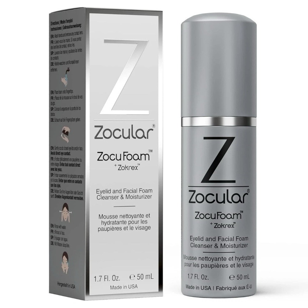 Zocular ZocuFoam Eyelid and Facial Foam Cleanser Moisturizer NEW‎ SEALED